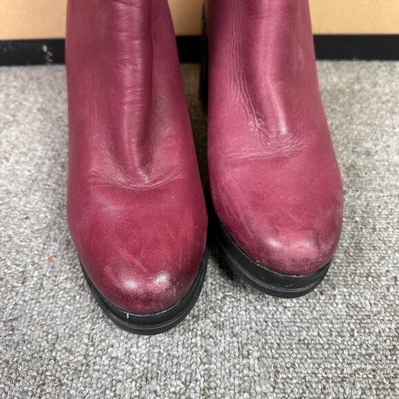 Sorel Margo Wine Red Heeled Chelsea Ankle Boot Leather Waterproof Size 8.5 - Picture 2 of 8